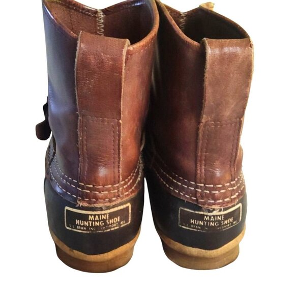 L.L. Bean Women's 8 Maine Hunting Shoe Brown/Black Leather Rubber Duck Boots - Picture 7 of 13
